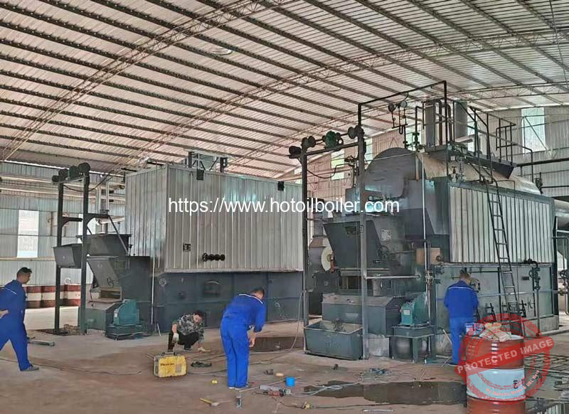 Chain-Type-Biomass-Fuel-Thermal-Oil-Heater-and-Steam-Boiler-with-Fuel-Feeding-Bucket-Installation-for-Laos-Customer